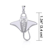 Silver Manta Ray with Wave Pendant TPD5231 - Pendant